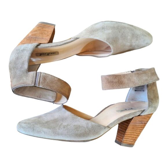 Paul Green Noreen D'Orsay Pump Stacked Heel Almond Toe Ankle Strap Suede 8.5 - Picture 5 of 15